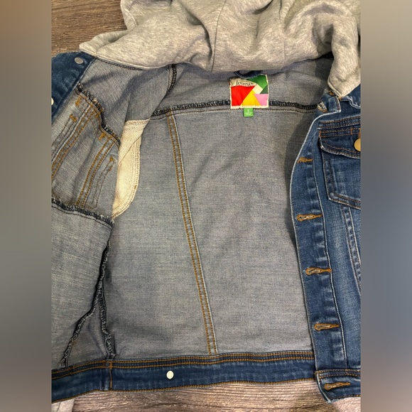 ModCloth Fervour | size S | Jean jacket with heather grey hood and sleeves - Picture 5 of 9